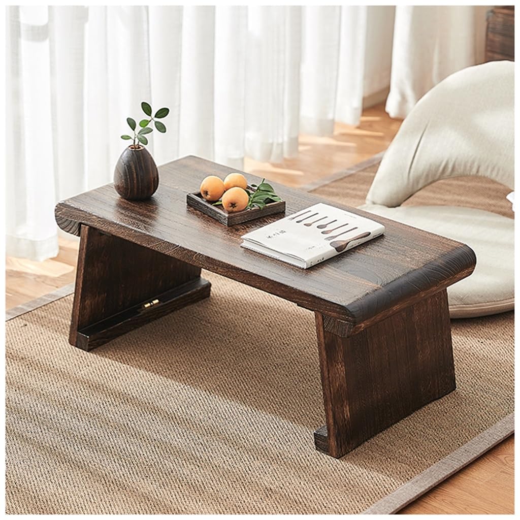 Table à thé antique marron en bois massif pour salon de style