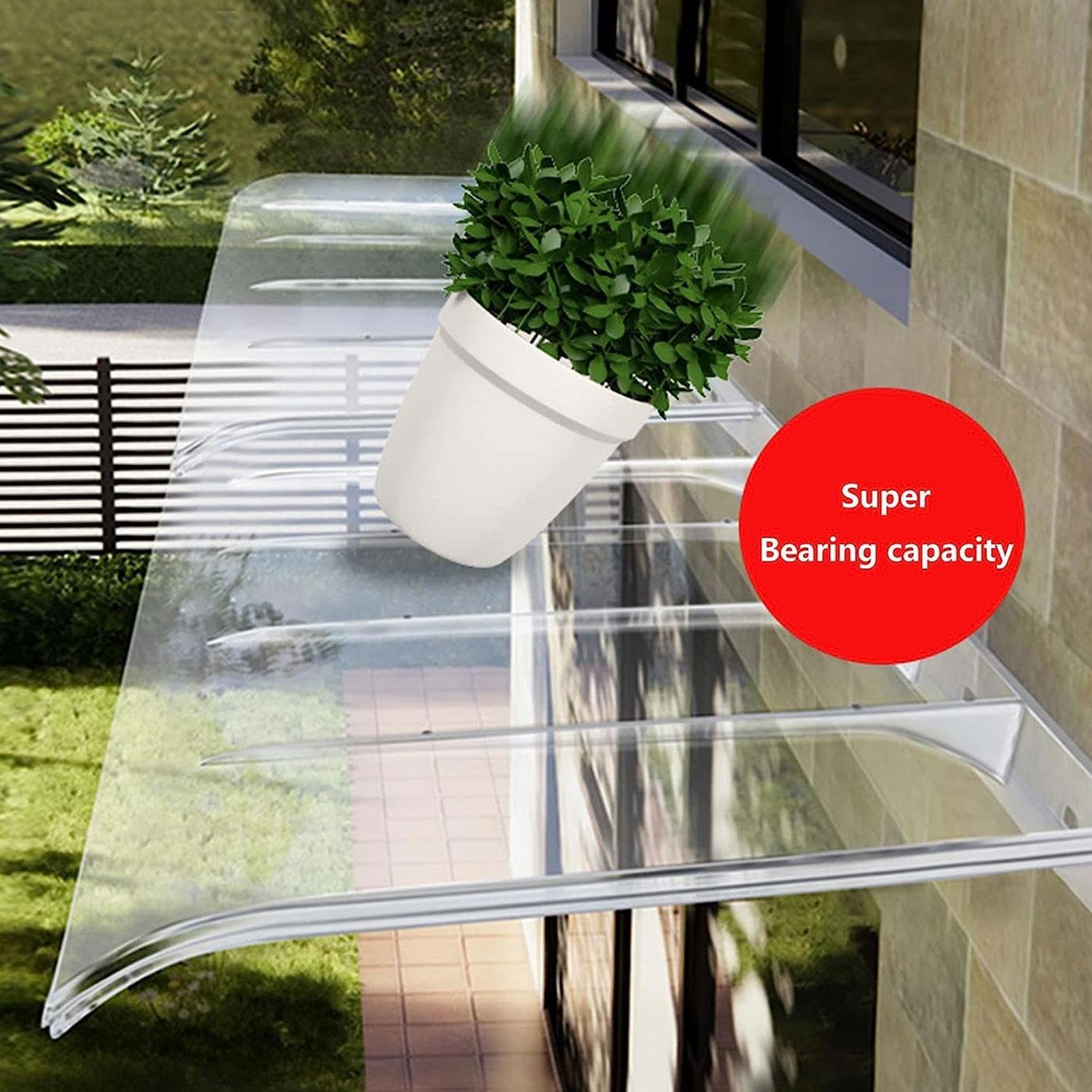 Tejadillo De Protección 40x50cm, Marquesina para Puerta De, Toldo De Policarbonato, Marquesina Exterior para Puertas y Ventanas contra Sol y Lluvia