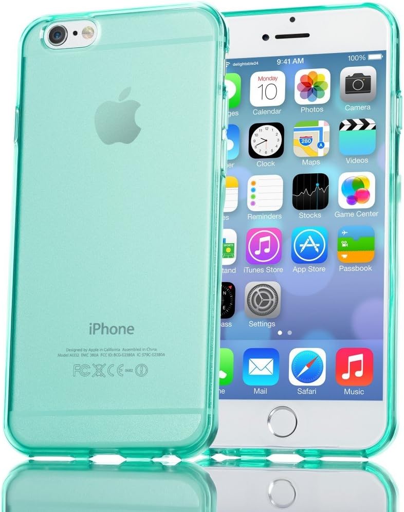 NALIA Case compatible with iPhone 6 Plus 6S Plus, Ultra-Thin Clear Silicone Back Cover Shock-Proof See Through Protector, Protective Slim-Fit Gel Bumper Smart-Phone Skin Etui - Cyan/Transparent