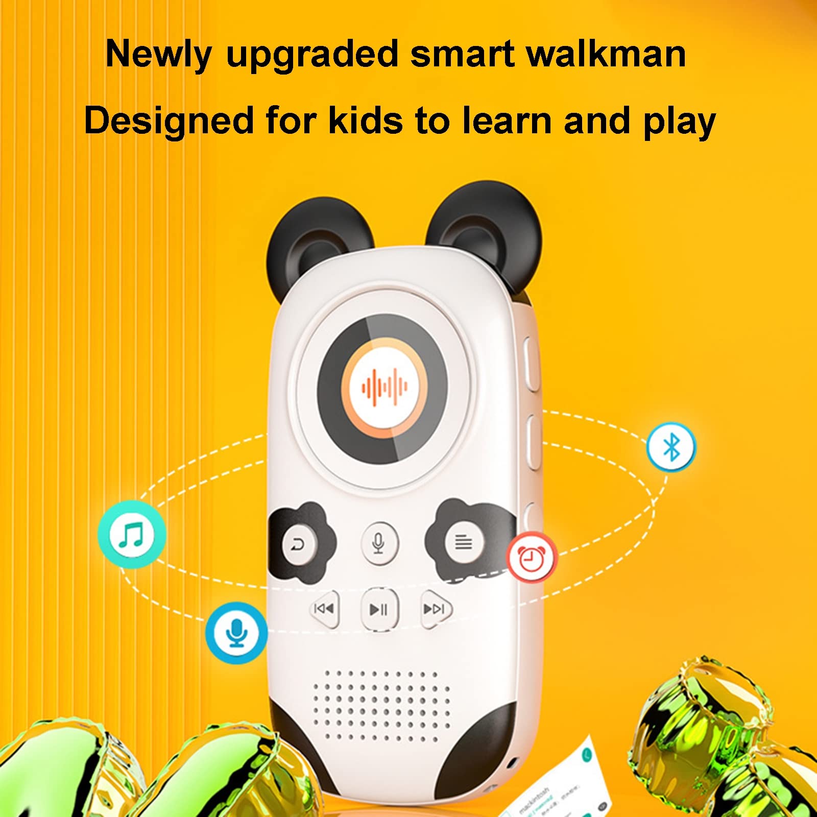 16 GB odtwarzacz MP3 Bluetooth 5.0 muzyka radio FM nagrywanie/krokomierz/budzik/stoper/kalendarz akumulator,Yellow