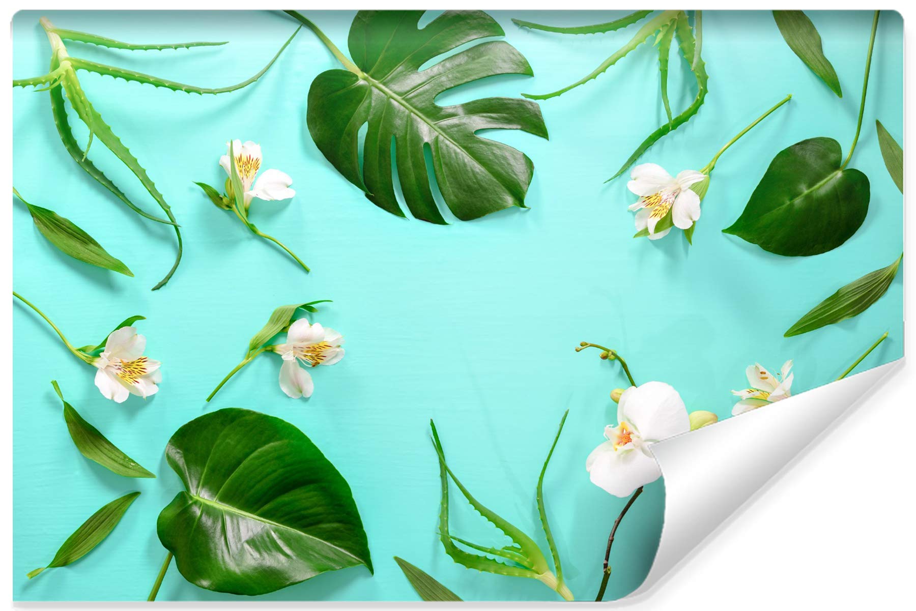 Muralo Flizelinowa fototapeta 312 x 219 tropikalna egzotyka dżungla tapeta kwiaty rośliny natura liście salon sypialnia obrazy ścienne XXL ściana szerokość 312 cm x wysokość 219 cm