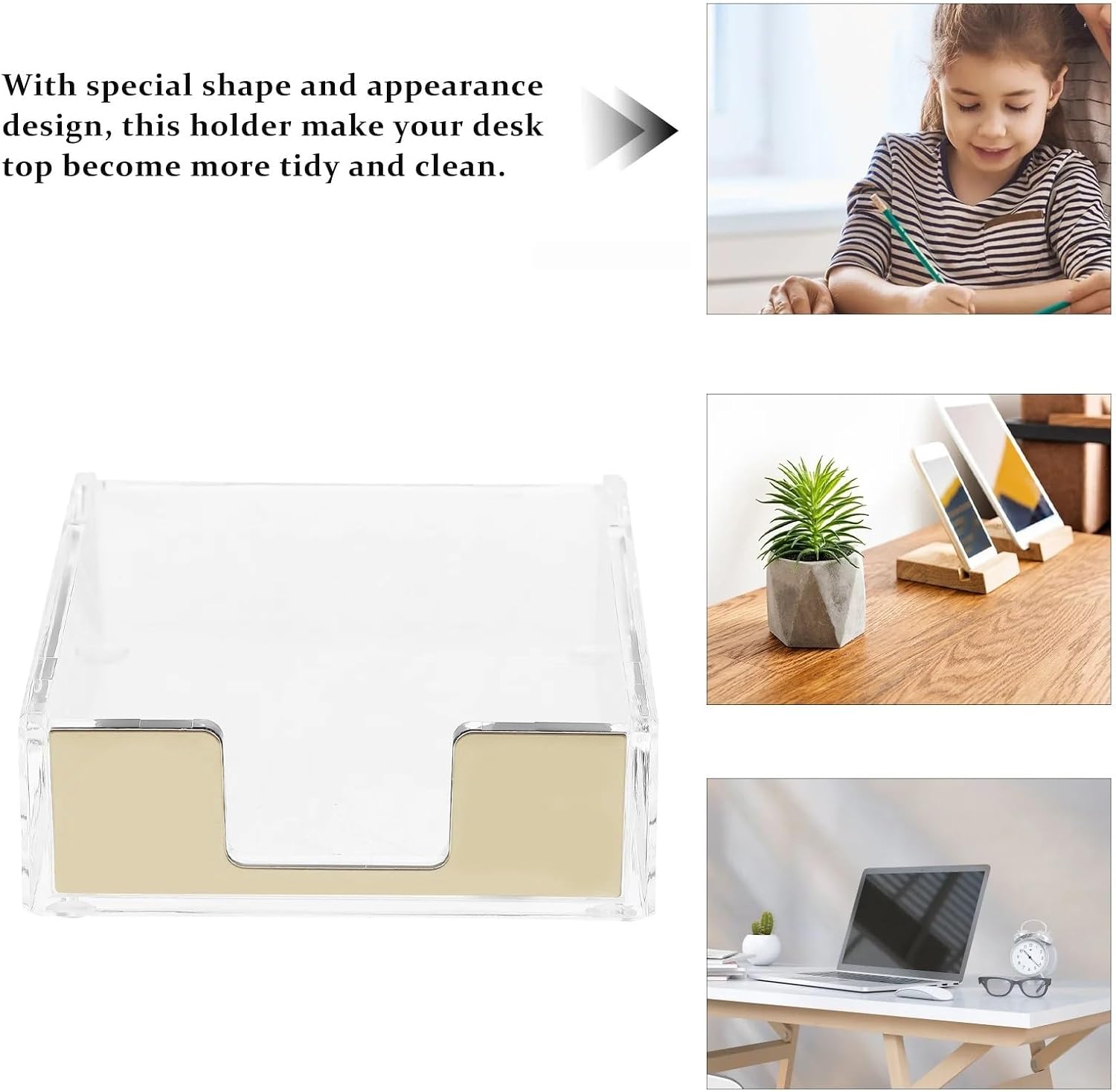 Sticky Note Holder 3pcs Clear Notepad Holder Transparent Memo Pad Case for Office Desktop Organizer Storage Sundries Acrylic Countertop Box