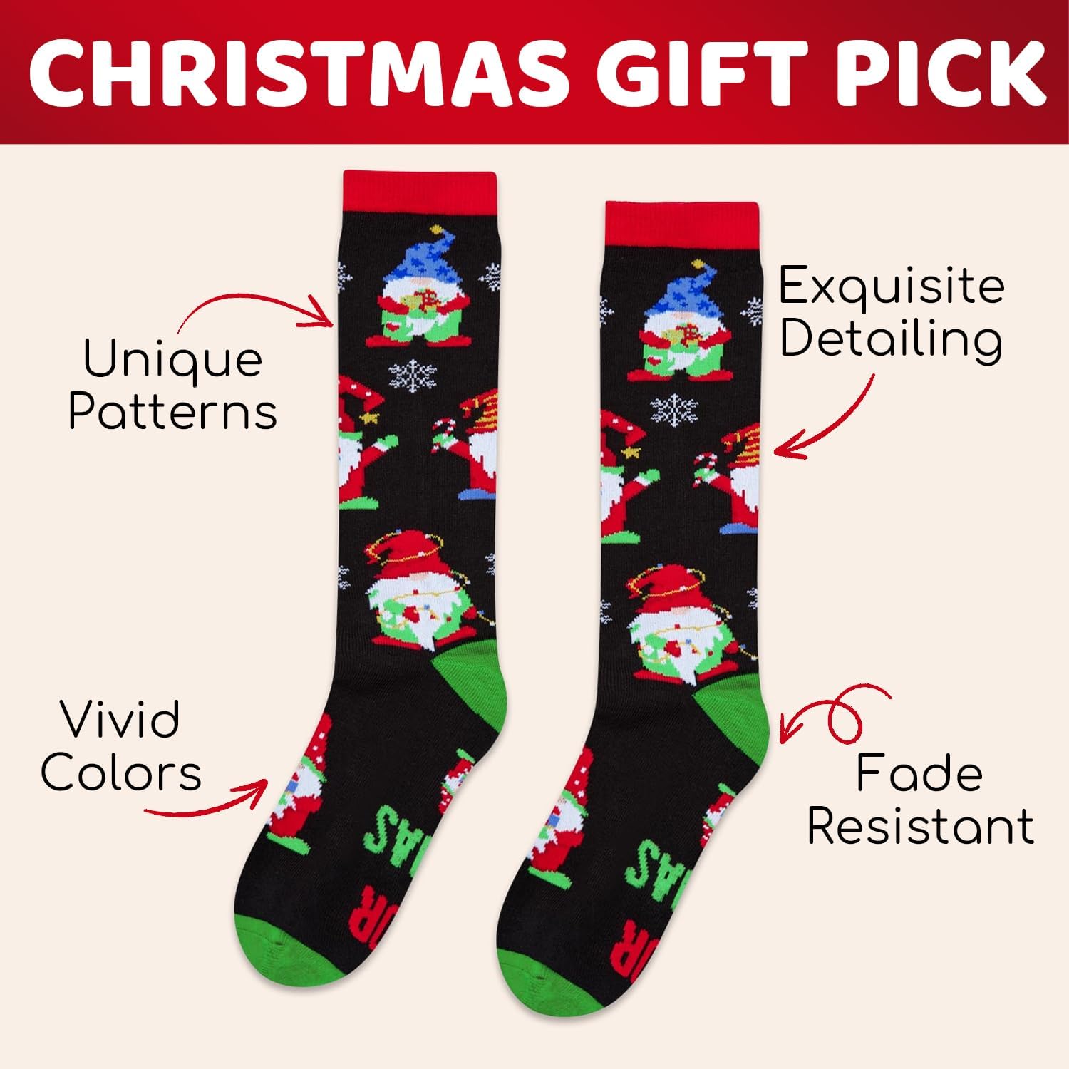 HAPPYPOP Christmas Socks for Boys Girls - Secret Santa Gifts Xmas Stocking for Kid with Card - Image 4