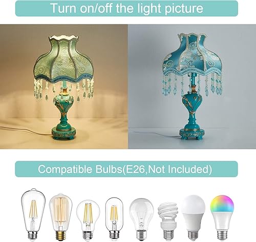 Miniatura 4 de JITEM Lámpara de Mesa - Lámpara de mesa de estilo europeo de 12 pulgadas, estilo victoriano, retro, regulable, pantalla de tela con cuerpo de