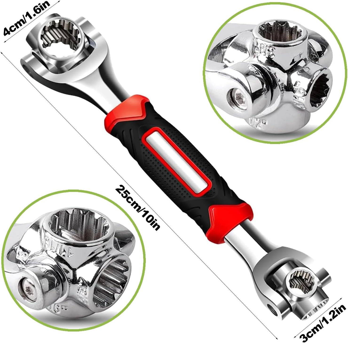 52 in 1 Universal Socket Wrench, 52 in 1 Socket Spanner Wrench with 360 Rotating Head, Chrome Vanadium Steel, Non-Slip Handle, Suitable for Automotive, Home, and Furniture Repairs