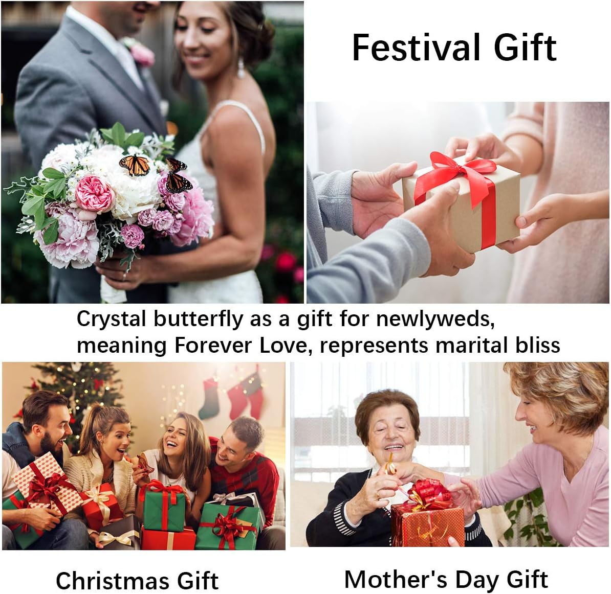 Large Crystal Butterfly 4'' Width Glass Figurines Collectibles with Crystal Ball Base Cut Glass Ornament Statue Animal Collectible : Home & Kitchen