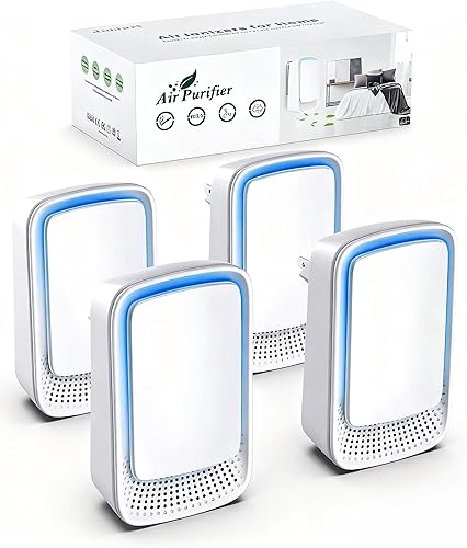 Miniatura 8 de Ionizadores de aire para el hogar (paquete de 3), generador de iones negativos, ambientador silencioso para dormitorio, oficina, cocina, filtro