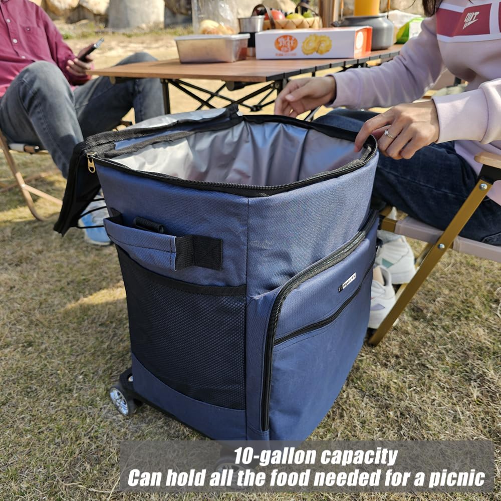 Grand Sac Isotherme 40L Sac Glacière Étanche Facile à Nettoyer avec andoulière Amovible pour Plage Pique Camping