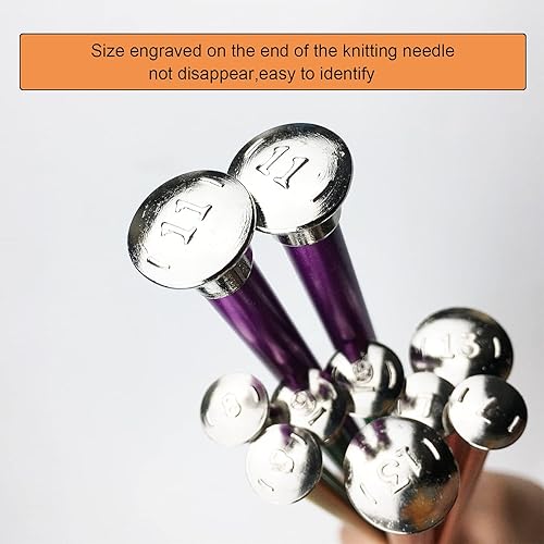 Miniatura 3 de Mdoker Agujas de tejer de aluminio de 13.8 pulgadas, aguja de tejer para suéter de metal recto de un solo punto de color para proyectos de tejer de