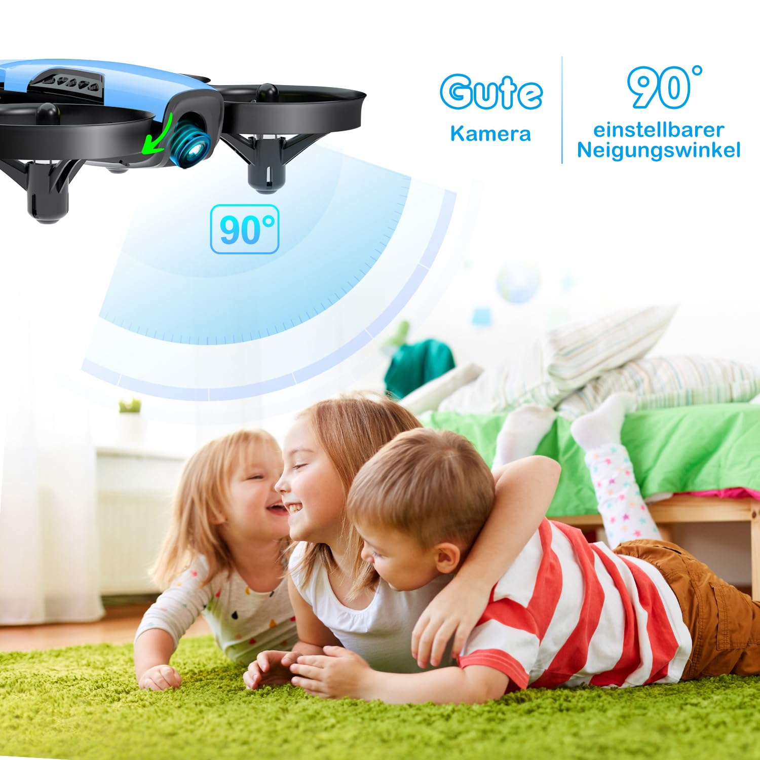 Loolinn | Drohne mit Kamera als Geschenk für Kinder - Mini Drohne Ferngesteuert mit Video & Fotos, Sicher Zu Fliegen, Einstellbare Kamera, Geprüftes C0-Zertifikat (Festtagsgeschenk für Kinder)