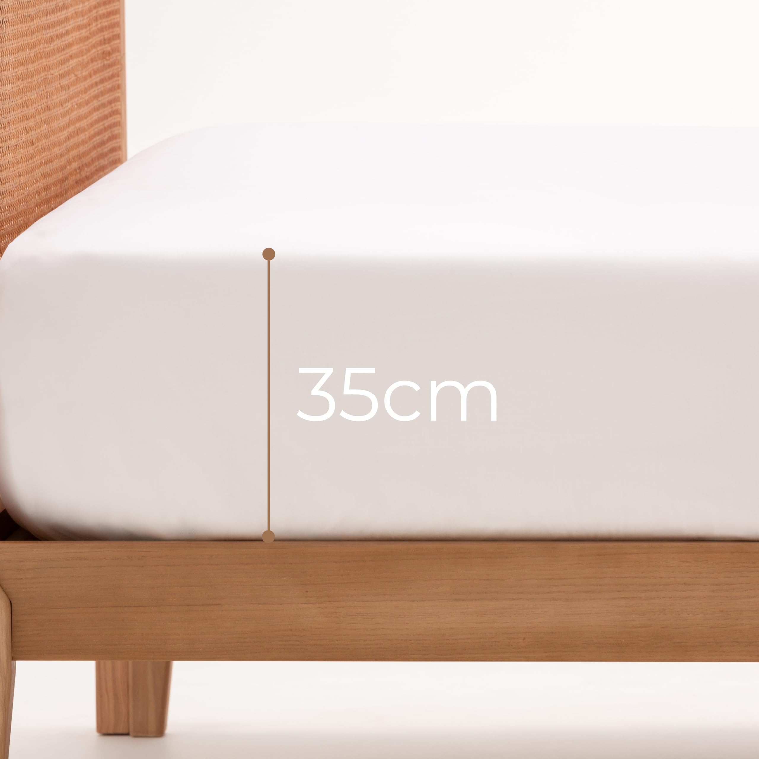 Hönia Juego Sábanas 150x190/200 cm, TENCEL™ Lyocell Sateen 300TC, Blanco | Frescura y Suavidad Natural | Fibra de Eucalipto | 4 Piezas: Bajera Ajustable y 2 Fundas de Almohada