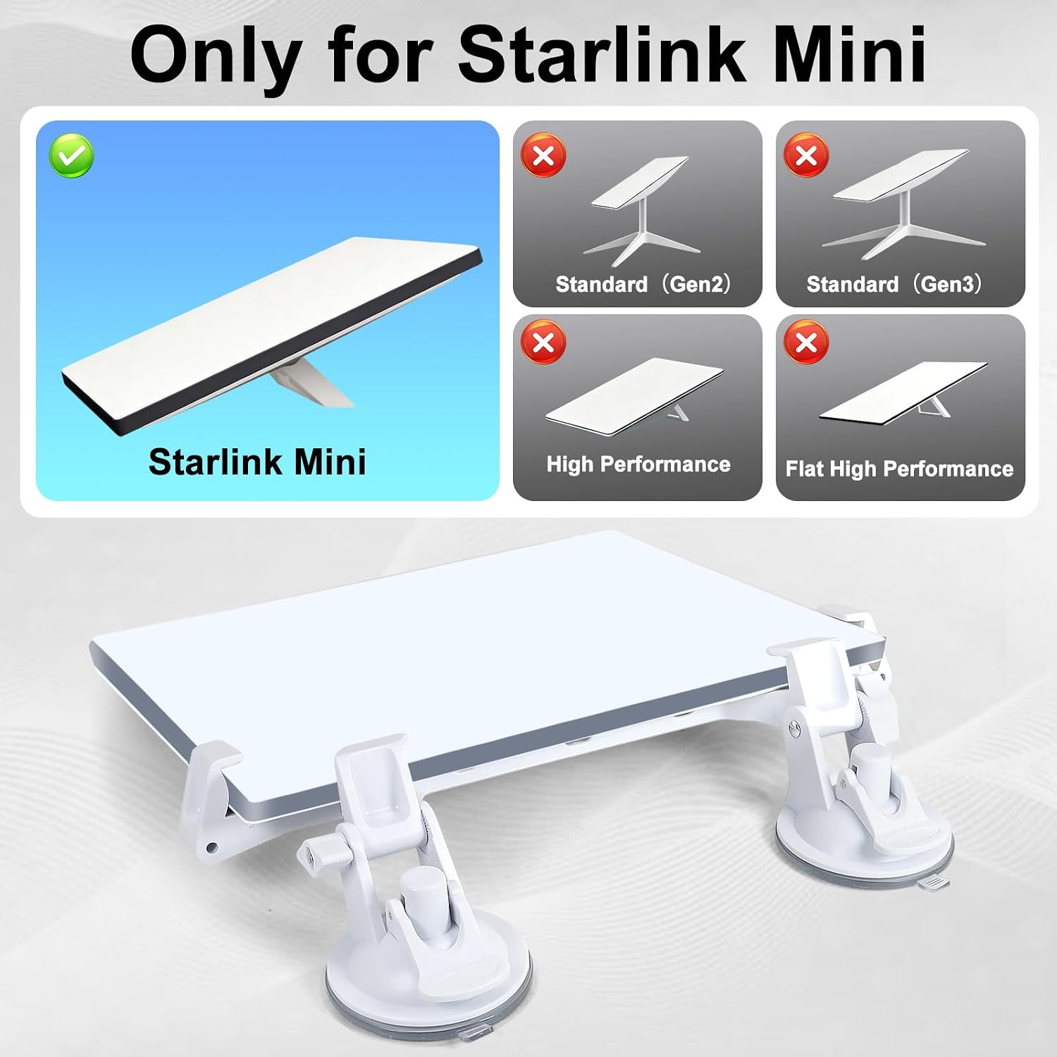 Dash Mount for Starlink Mini Suction Cup Car Mount Dashboard & Windshield Stable Vehicle Bracket for Smooth Driving & Steady Satellite Signal