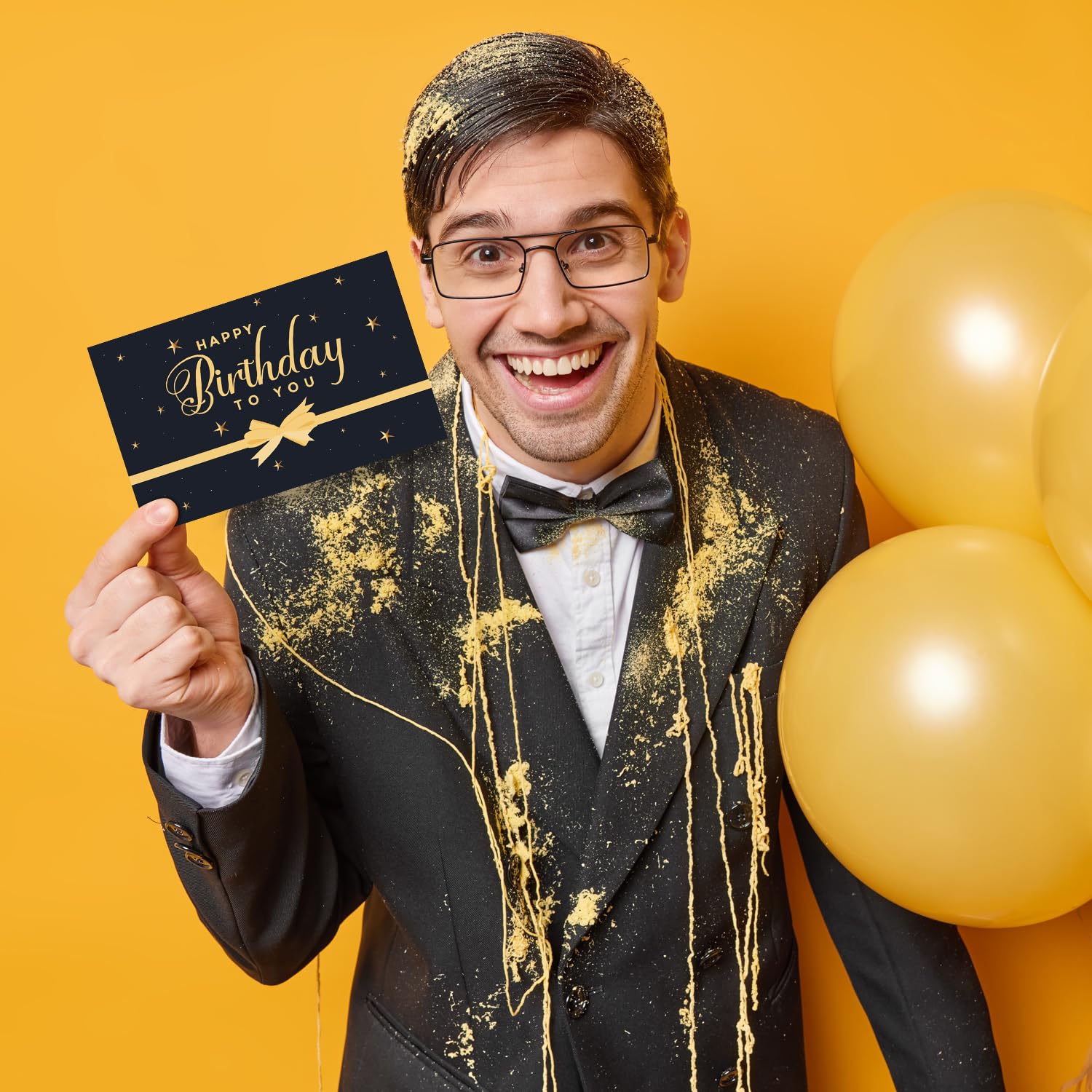 FETTIPOP 2 en 1 Boum Enveloppe Explosion Confettis Anniversaire Noir Premium 22 x 24 cm