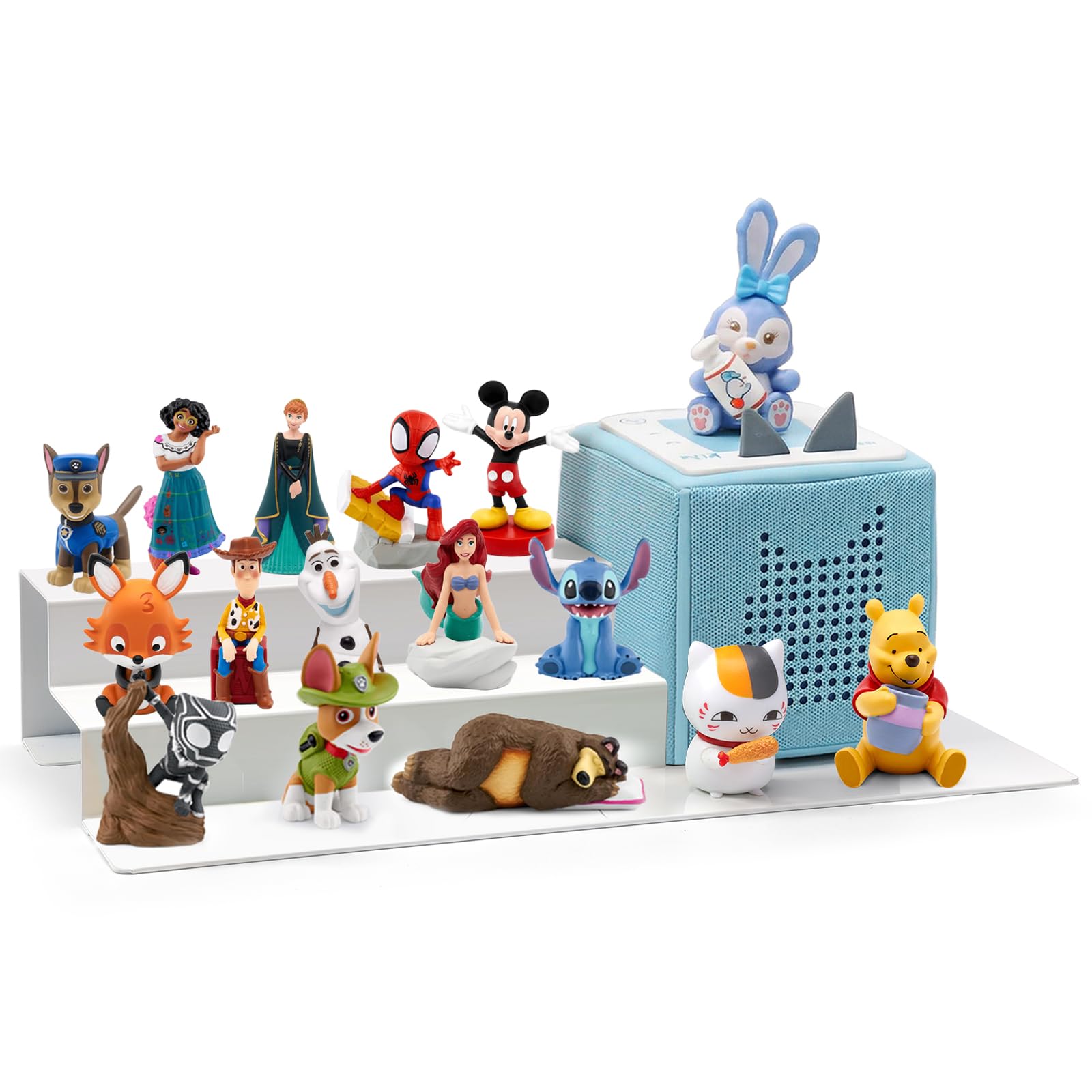 Tonie Regal als Einsatz für IKEA KALLAX, Vollständig magnetisches Toniebox Regal für 20 Figuren + Tonie Box, Tonieregal für Mädchen und Jungen in weiß
