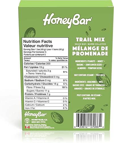 Miniatura 4 de HoneyBar Snack Bar  Certificado sin gluten  Sin OMG  Vegetariano (mezcla de frutos secos, paquete de 20 barras)