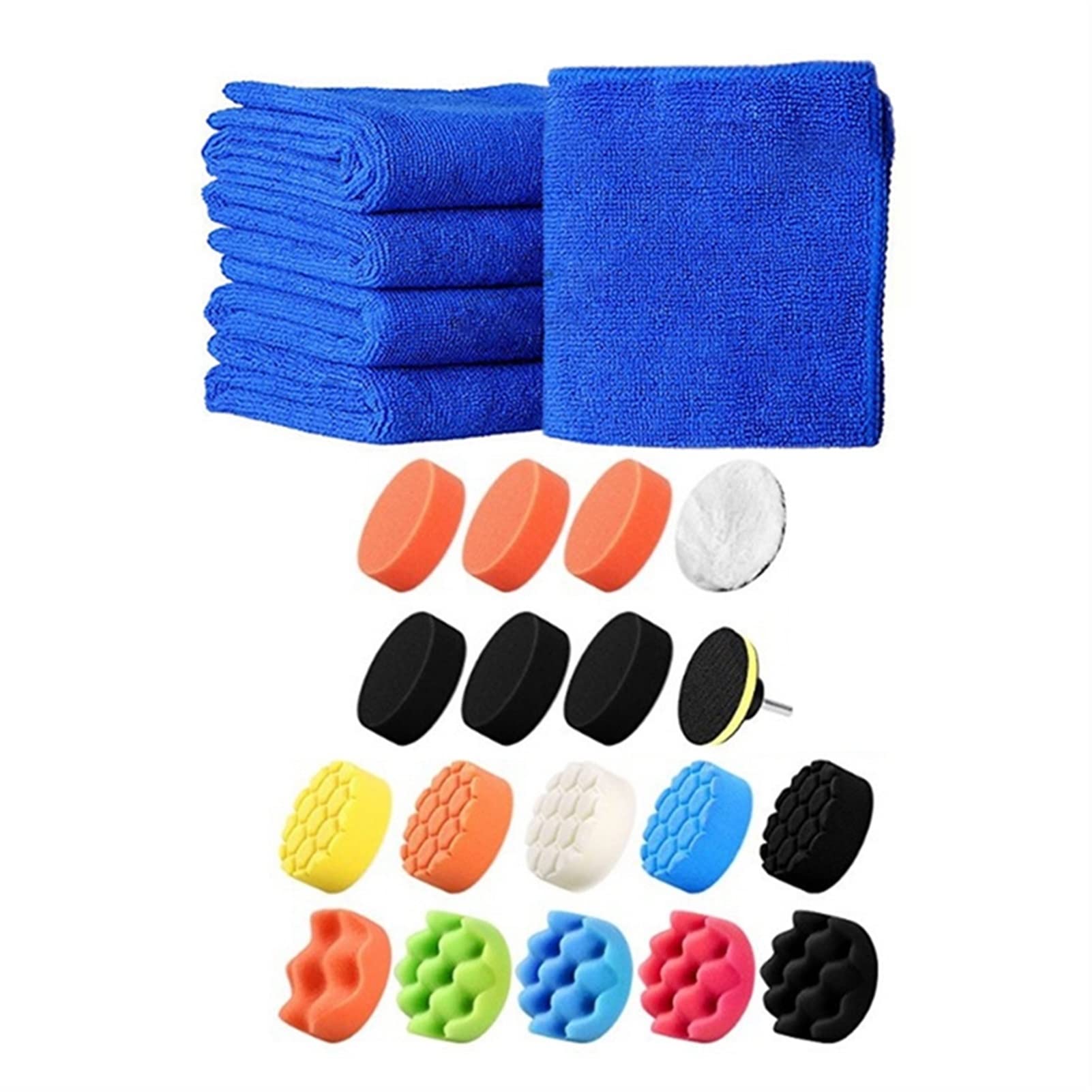 TRUSTTWO 29 PCS Herramienta de Limpieza de la Belleza del automóvil: 10 unids Microfibra Toalla de Tela de Lavado de Autos y 19pcs Pulido de Esponja Pad Rueda de Encerado The New
