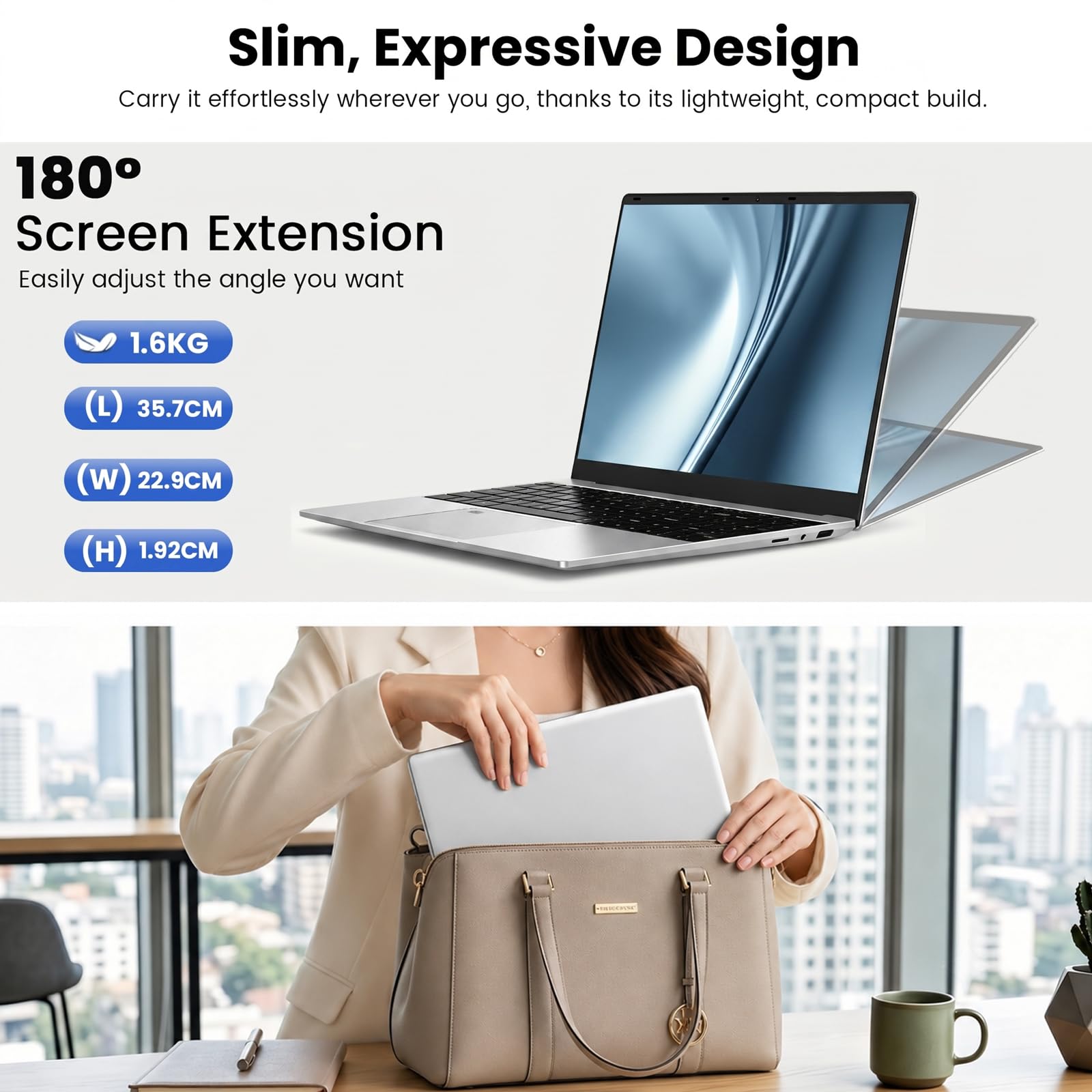 Kayoote 15.6" Computer Portatile Win 11 Pro, 8GB RAM 512GB SSD, Display 1080P FHD, Processore 3855U, Tastiera Retroilluminata, Impronta Digitale, USB3.0, 5000mAh, PC per Ufficio e Scuola