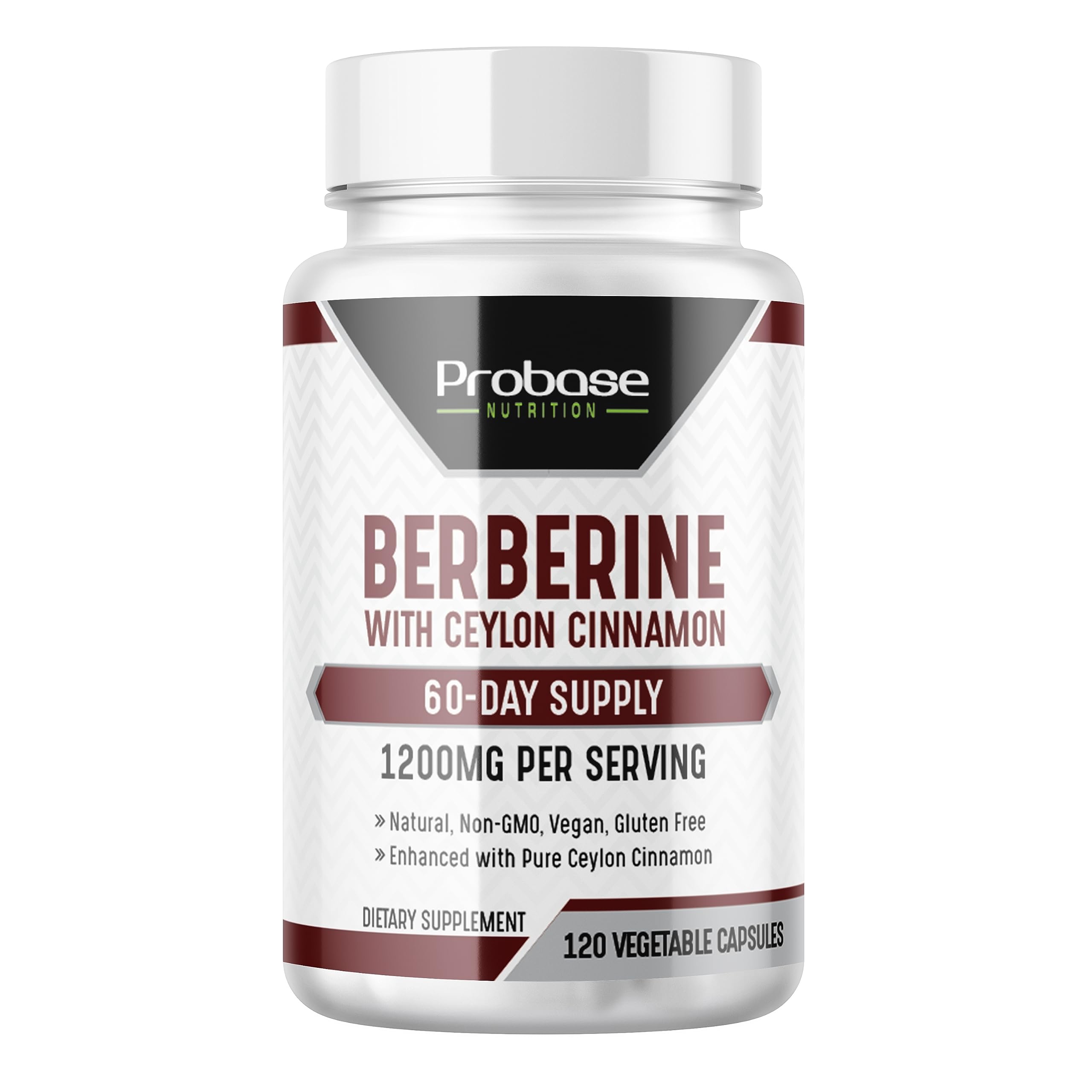 Berberine with Cinnamon Extract - Gluten Free and Vegan - 120 Capsules - 1200mg per Serving