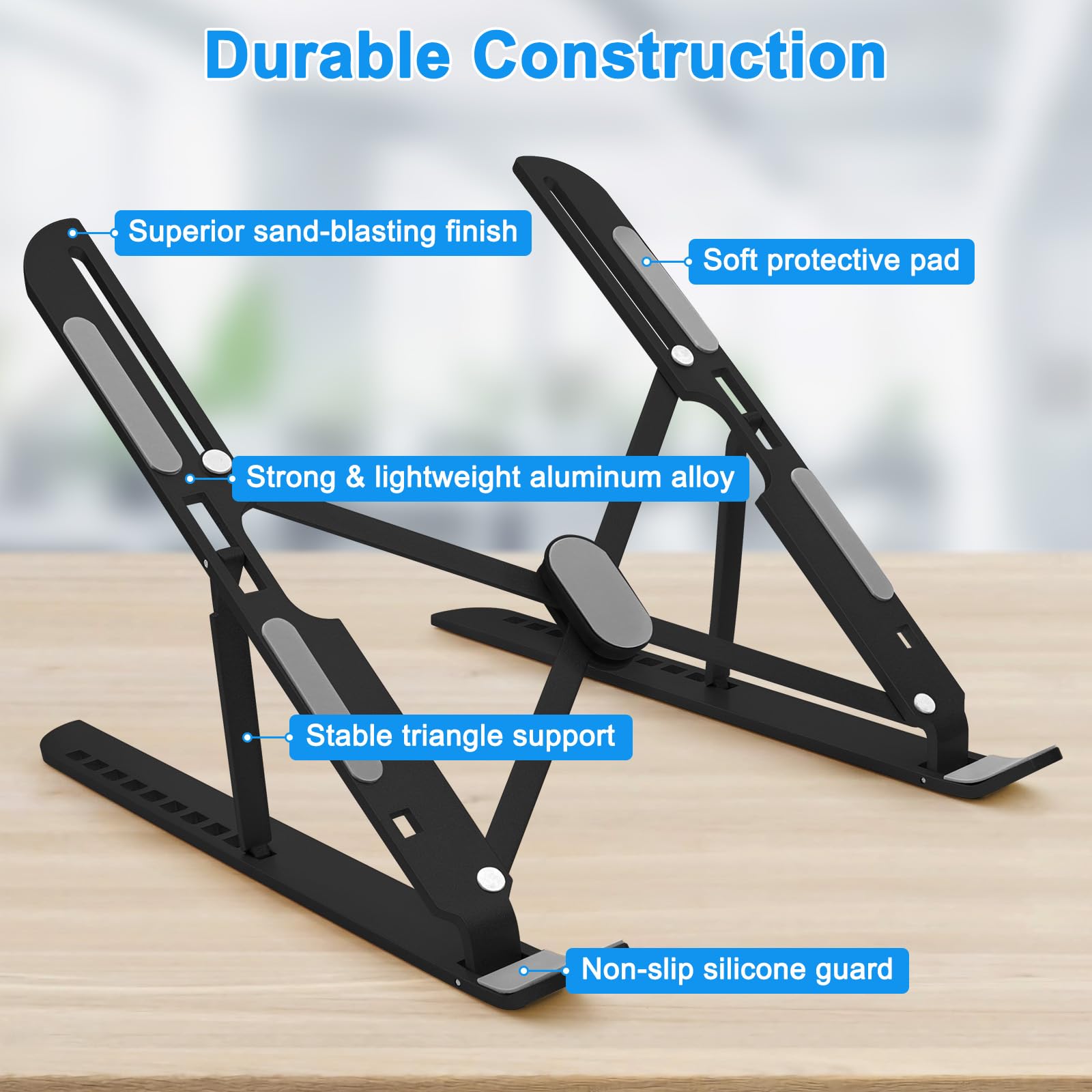 MECHEER Laptop Stand for Desk Adjustable Folding Tablet Stand Aluminum Laptops Holder - Image 2