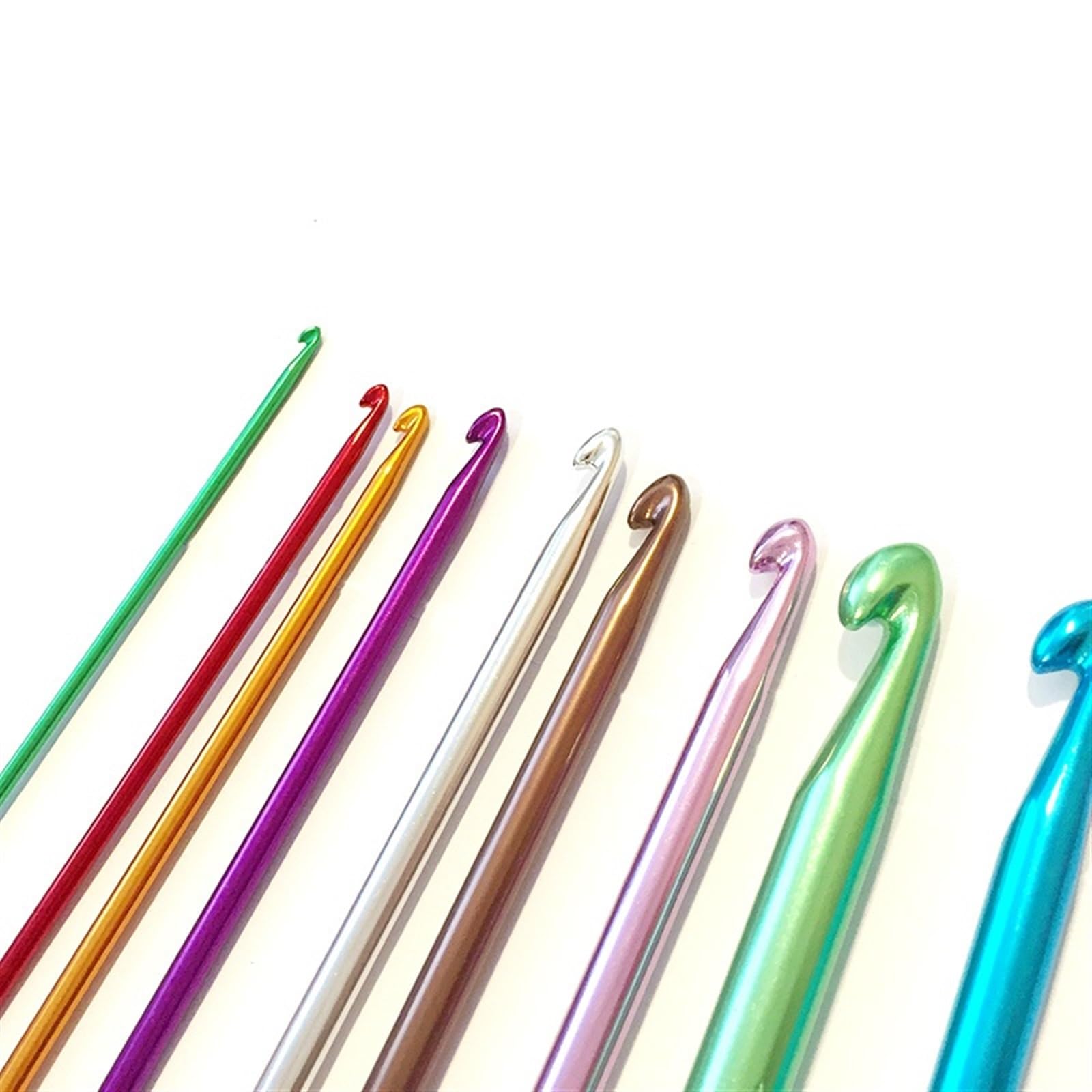 Ago per Maglieria, Uncinetto Lungo 35 cm Uncinetto in Alluminio 14 Dimensioni Maglioni Lavorati a Maglia Sciarpe Uncinetto in Alluminio colorato Set di Ferri da Maglia(8mm)