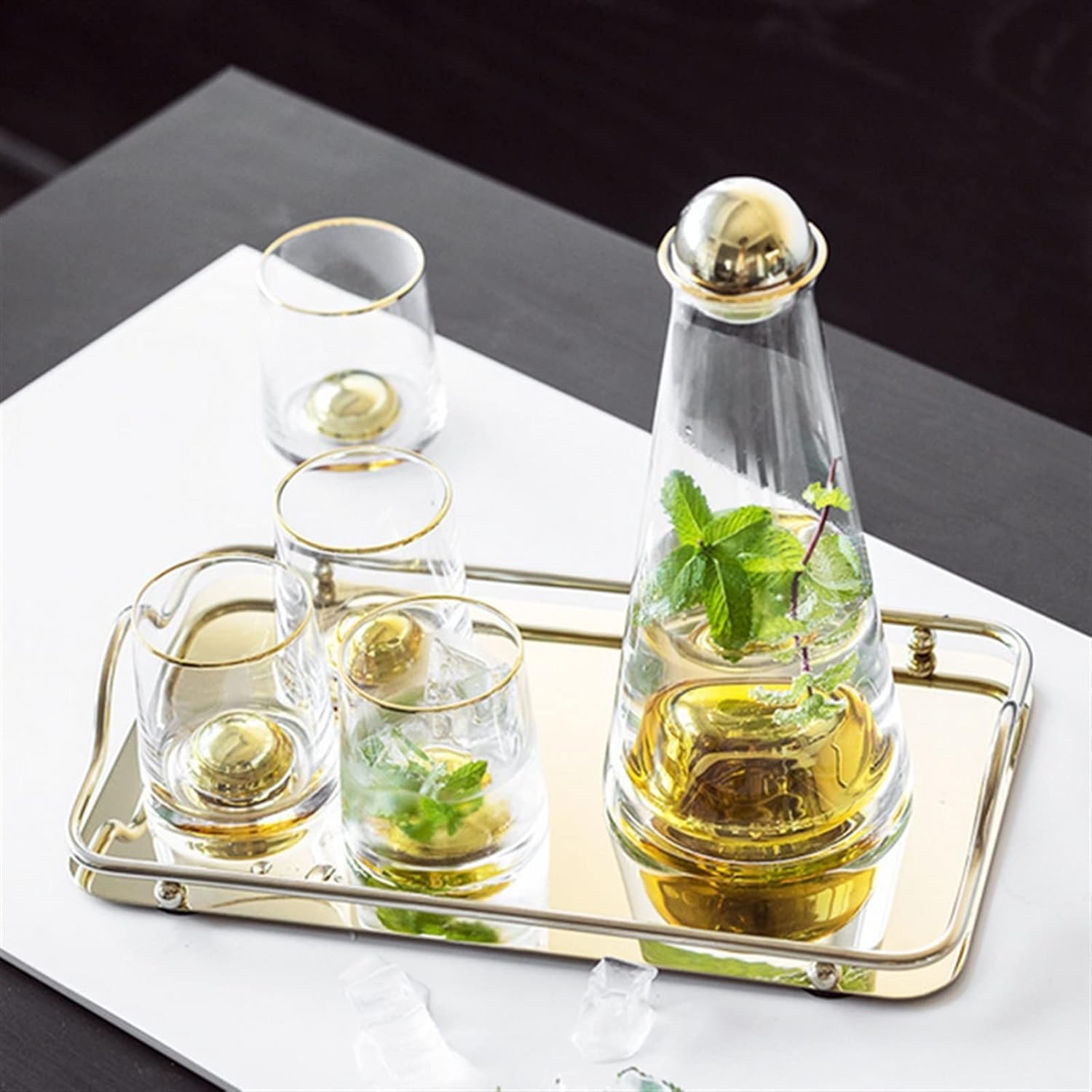 Wasserkaraffe 1-Liter-Wasserkrug, Farbverlaufsglas-Wasserkrug, Wasserflaschen-Wasserkocher-Set mit 270-ml-Tassen*2, Eistee-Krug für Kaffee/Saft Getränkespender