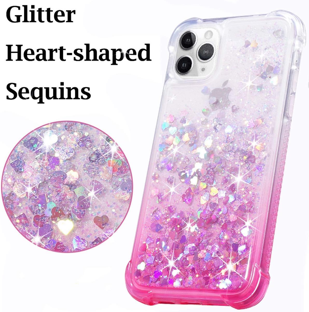 Flocute iPhone 11 Pro Max Case, iPhone 11 Pro Max Glitter Case Gradient Series Bling Sparkle Floating Liquid Soft TPU Cushion Luxury Fashion Girly Women Cute Case for iPhone 11 Pro Max (Gradient Pink)