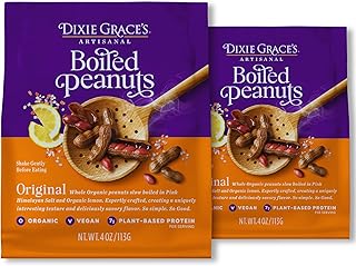Dixie Grace’s Boiled Peanuts – Protein Plant-Based Snack – 7g Protein, Gluten-Free, Keto, Non-GMO, No Preservatives – Rich & Savory Snack with Pink Himalayan Salt – 4oz (Pack of 2)