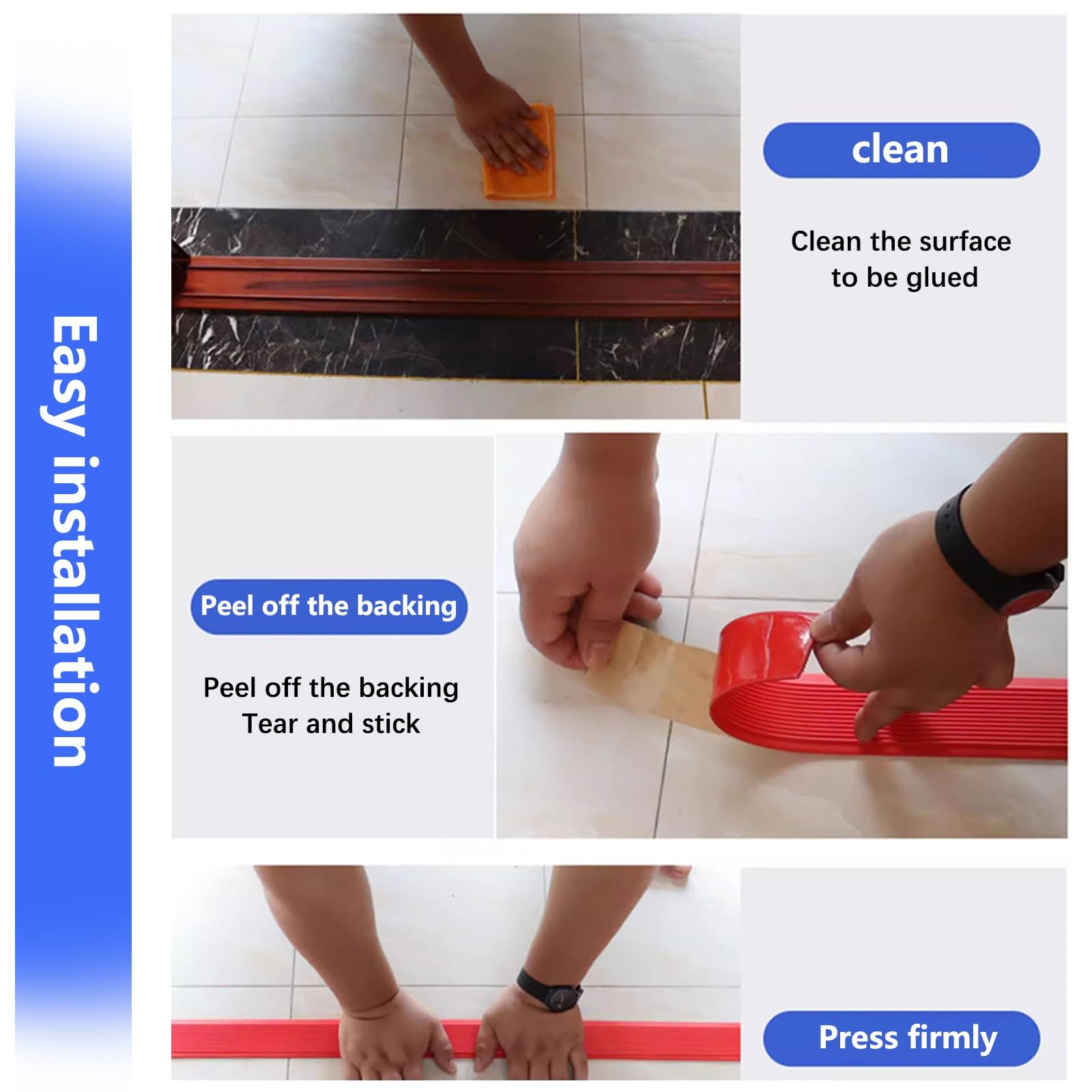 Tira De Vinilo Autoadhesiva Antideslizante Para Escalera, Borde De Escalera De Goma De PVC, Borde De Escalón Antideslizante, Esquina De Goma Antideslizante For Escalera, Borde Antideslizante(Red,1.1m/