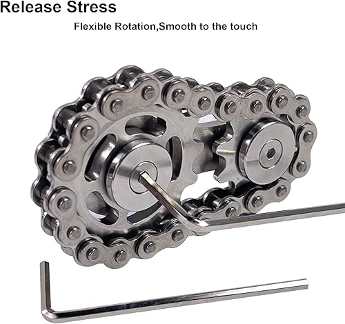 Miniatura 8 de ILYMB Cadena de bicicleta con engranaje para ansiedad cadena de piñón de metal juguete para aliviar el estrés y la ansiedad juguete novedoso de