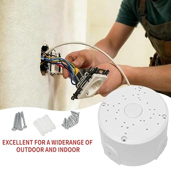 Universal Junction Box for Dome and Bullet IP Security Cameras, White, ABS Plastic, Rainproof, Round, 3 Pack