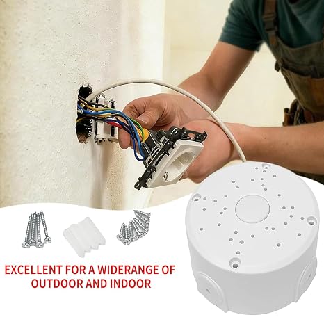 Universal Junction Box for Dome and Bullet IP Security Cameras, White, ABS Plastic, Rainproof, Round, 3 Pack