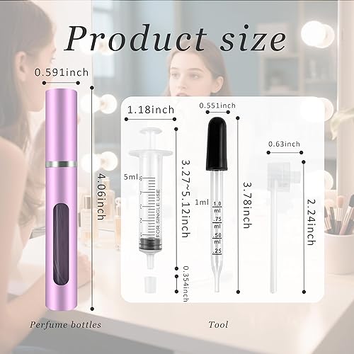 Miniatura 8 de Kewjug Mini botella atomizadora de perfume recargable, botellas separadas portátiles, cajas de pulverización de viaje y salidas, dispensadores de