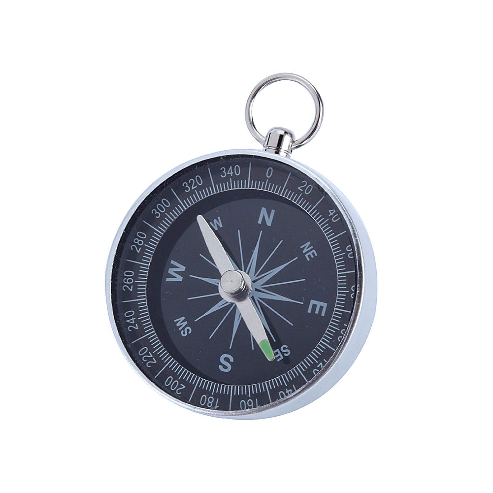Camping Compass Silver Portable Pocket Compass for Outdoor Camping Hiking Sports Navigation Aluminum Shell