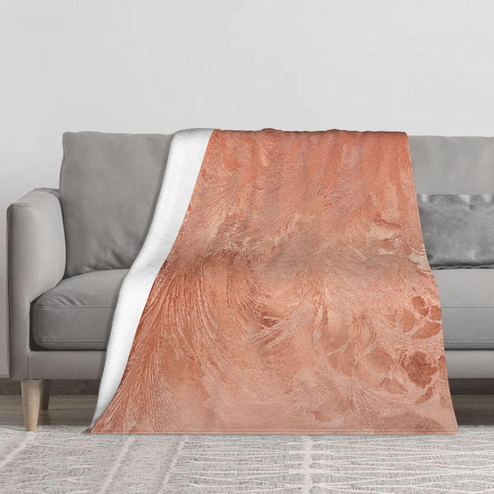 Bywenhopnbs As Picture Rose Gold Copper Texture Metallic,Super Soft Thick Comfy Cozy Throw Flannel Blanket Couch 60"X50"