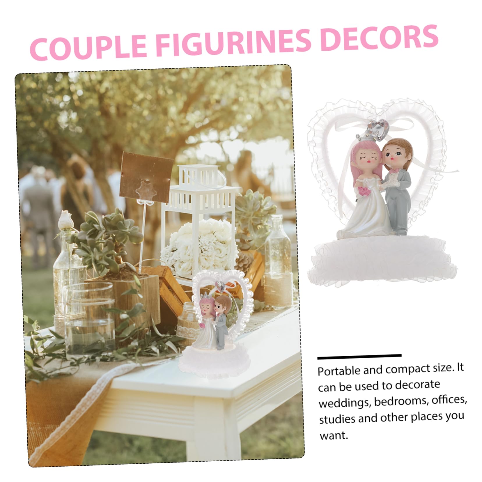 STOBAZA Adorno para Novia y Novio de Plástico para Decoración de Boda | Figura Forma de Pareja, Acabado Romántico, Uso en Dormitorios y Eventos, Fácil de Limpiar