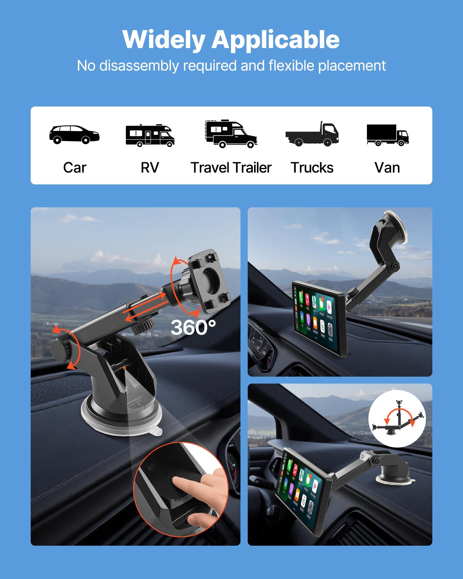 VEVOR Autoradio sans Fil, Écran Central Tactile HD 25,4 cm, Compatible avec Apple CarPlay et Android Auto, Commande Vocale, Mirror Link, Bluetooth, Navigation GPS, Accessoires pour Voitures Camions