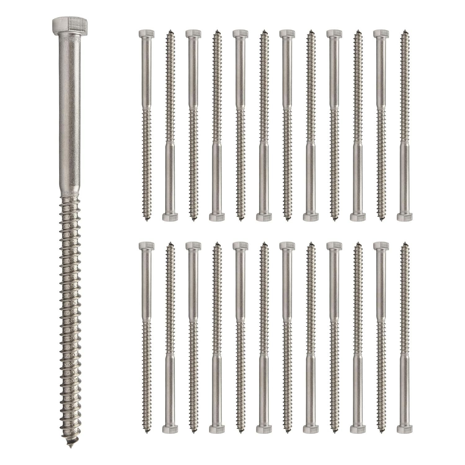 Conquest 3/8" x 7" Lag Bolts, 18-8 Stainless Steel, Coarse Threads Hex Head, Corrosion-Resistant for Outdoor, Wood, and Structural Projects (25 Pack)