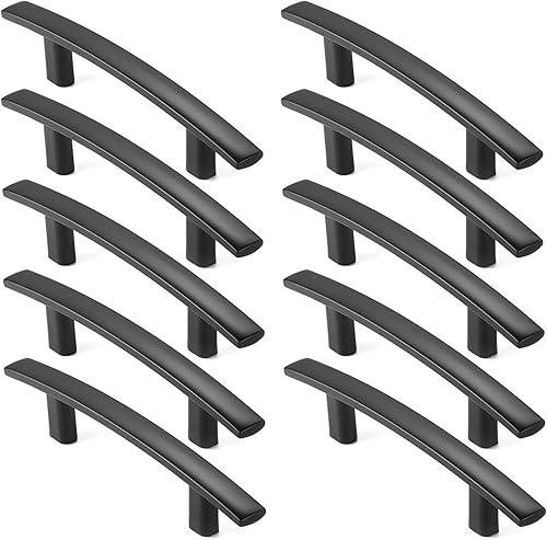 Miniatura 3 de CAULDHAM Paquete de 10 tiradores sólidos para arco de gabinete de cocina (centros de agujeros de 3 pulgadas) – Accesorios modernos curvos para