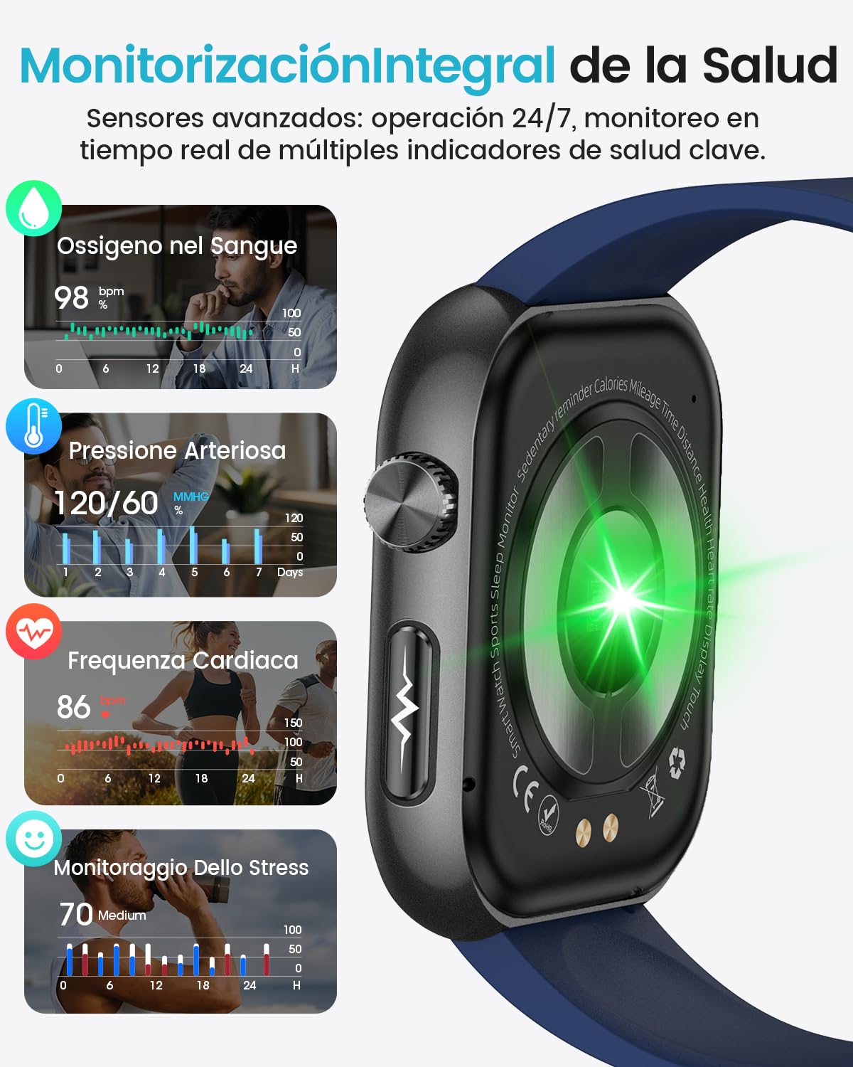 2026 Nuovo Smartwatch Uomo con ECG, HRV, 𝐆li𝐜𝐞m𝐢𝐚, Pressione Sanguigna, 1,97" AMOLED Salute Orologio Fitness con Monitoraggio 24H Cardiofrequenzimetro, SpO2, Sonno, BMI, Temperatura, iOS Android