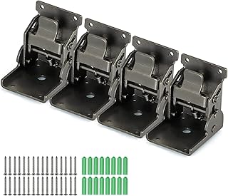 MDLUU Folding Brackets Heavy Duty, 90 Degree Self-Lock Hinges for Table Leg, Wall Shelf, 330lbs Per, Pack of 4(Gunblack)