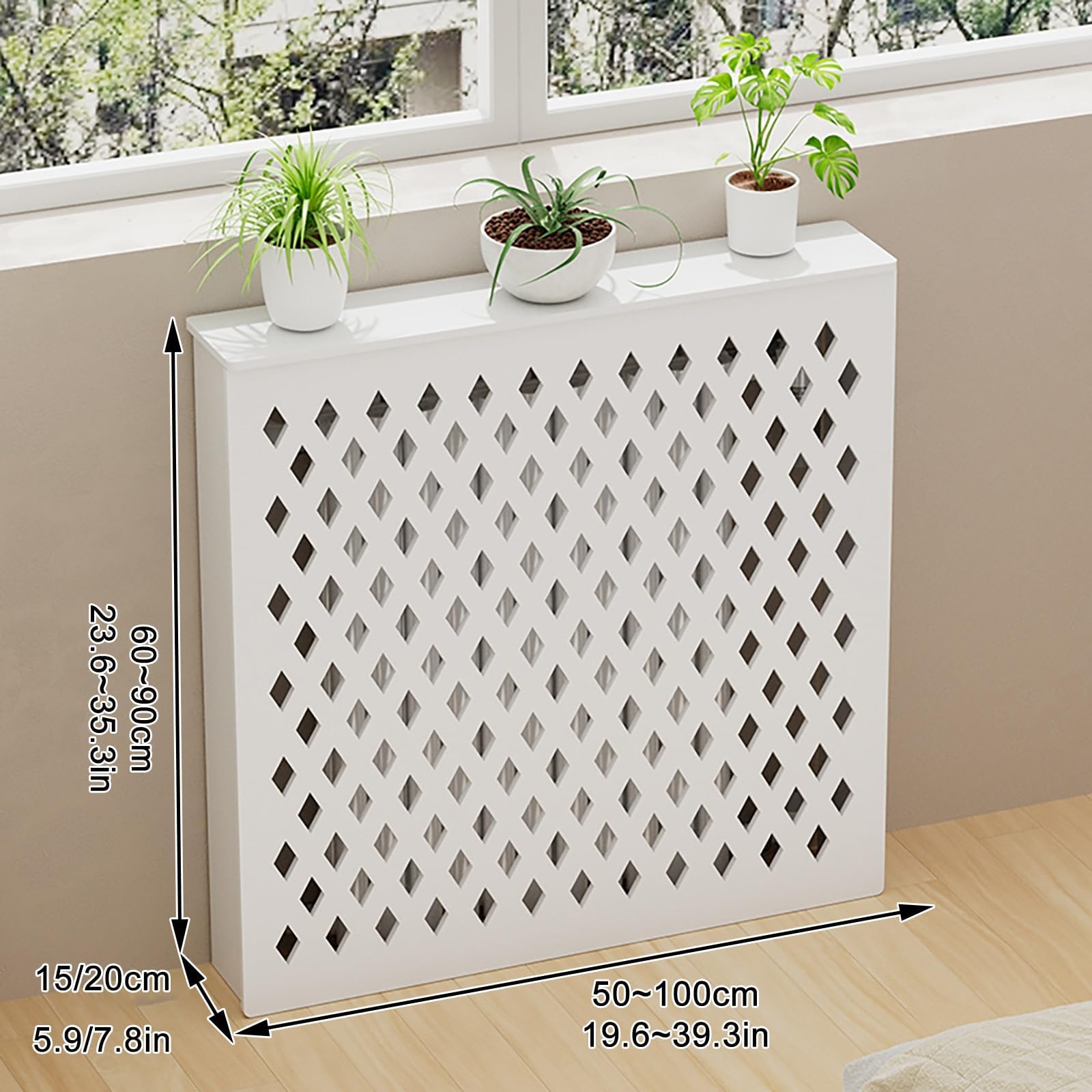Generico Elegante e Moderno copritermosifone per Soggiorno, mobiletto riscaldante Decorativo con Facile Attacco a Scatto, Adatto a 60x70x20 cm/24x27x8 Pollici, Soluzione Funzionale per l'arredamento