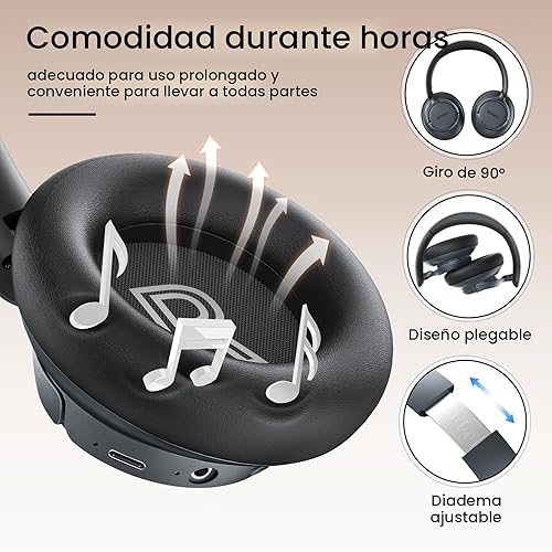 Miniatura 2 de BERIBES Auriculares híbridos con cancelación activa de ruido mejorados con modos transparentes, auriculares Bluetooth inalámbricos de 70 horas con
