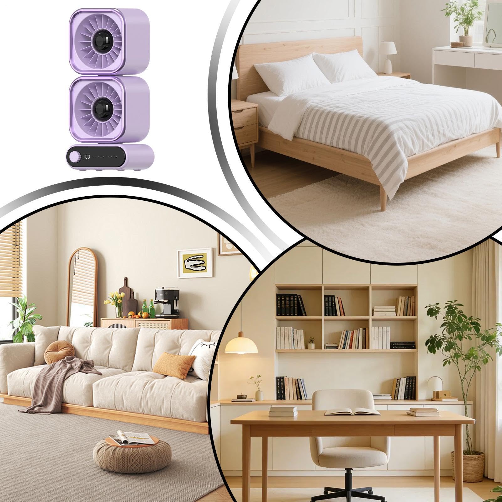 Ventilador de escritorio 100 Velocidades Ajustable Oscilación Automática | Ventilador Mesa Recargable Para Hogar Apartamento Dormitorio Residencia Escuela Oficina Hotel Salón