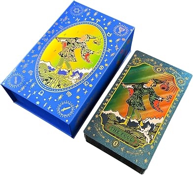 Black Lotus Classic Tarot Cards 78 Deck with Guidebook Meaning in Waterproof Design Box for Beginners Fortune Telling Game Blue