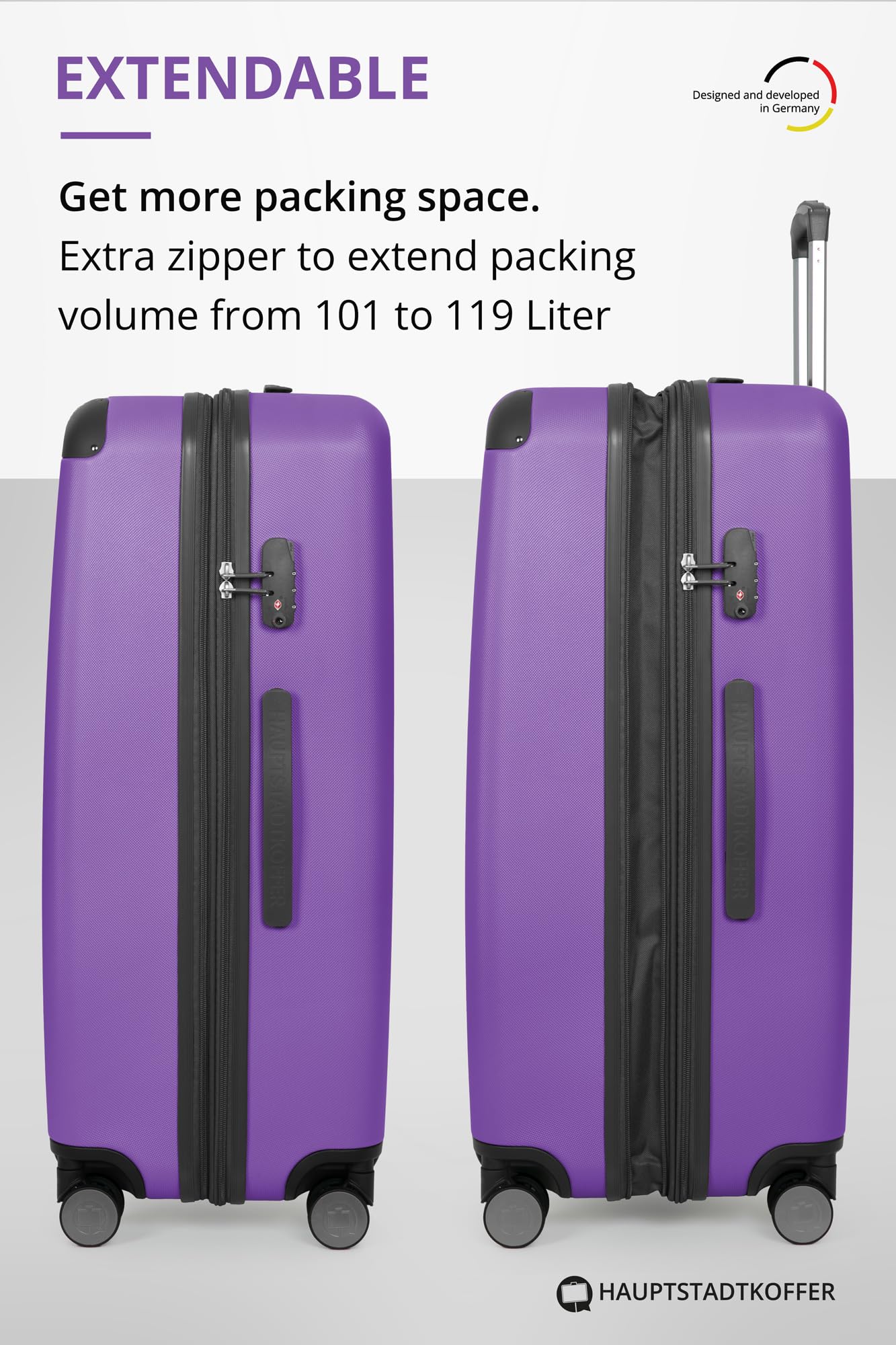 HAUPTSTADTKOFFER - Spree - Maleta rígida, Trolley expandible, Equipaje de Viaje, 4 Ruedas Dobles, TSA, 65 cm, 74 litros, Champán — view 131