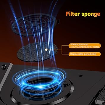 IETS GT300 Upgraded Laptop Cooling Pad with Adjustable Stand, Turbo Boosted Cooler for Rapid Cooling 10-17inch Gaming Laptop, Flexible Sealing Ring,Featuring Air Filtration and USB Hub