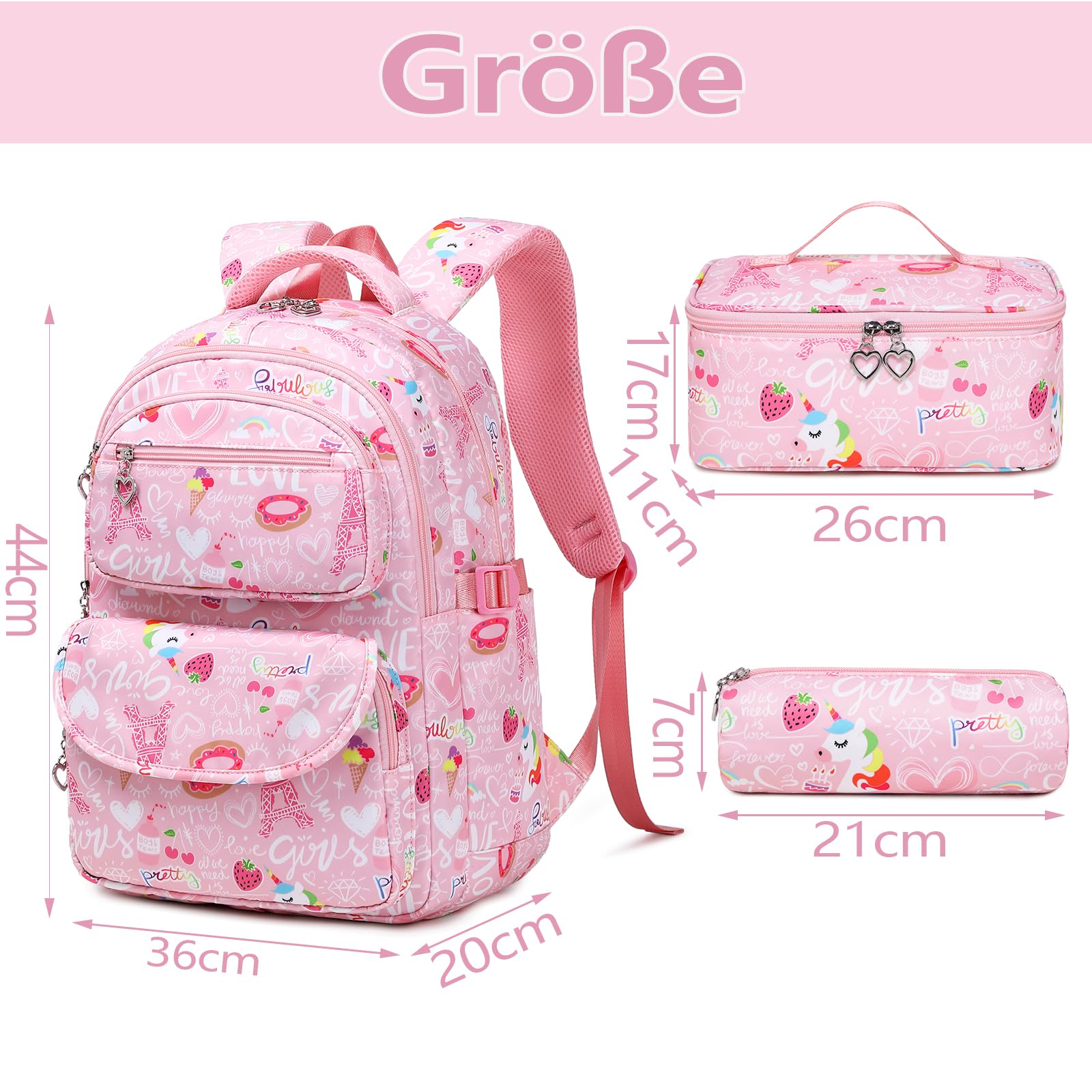 Zaino per la scuola, zaino per la scuola, zaino sportivo, zaino per il tempo libero, zaino per ragazze, ragazzi e bambini, con grande capacità