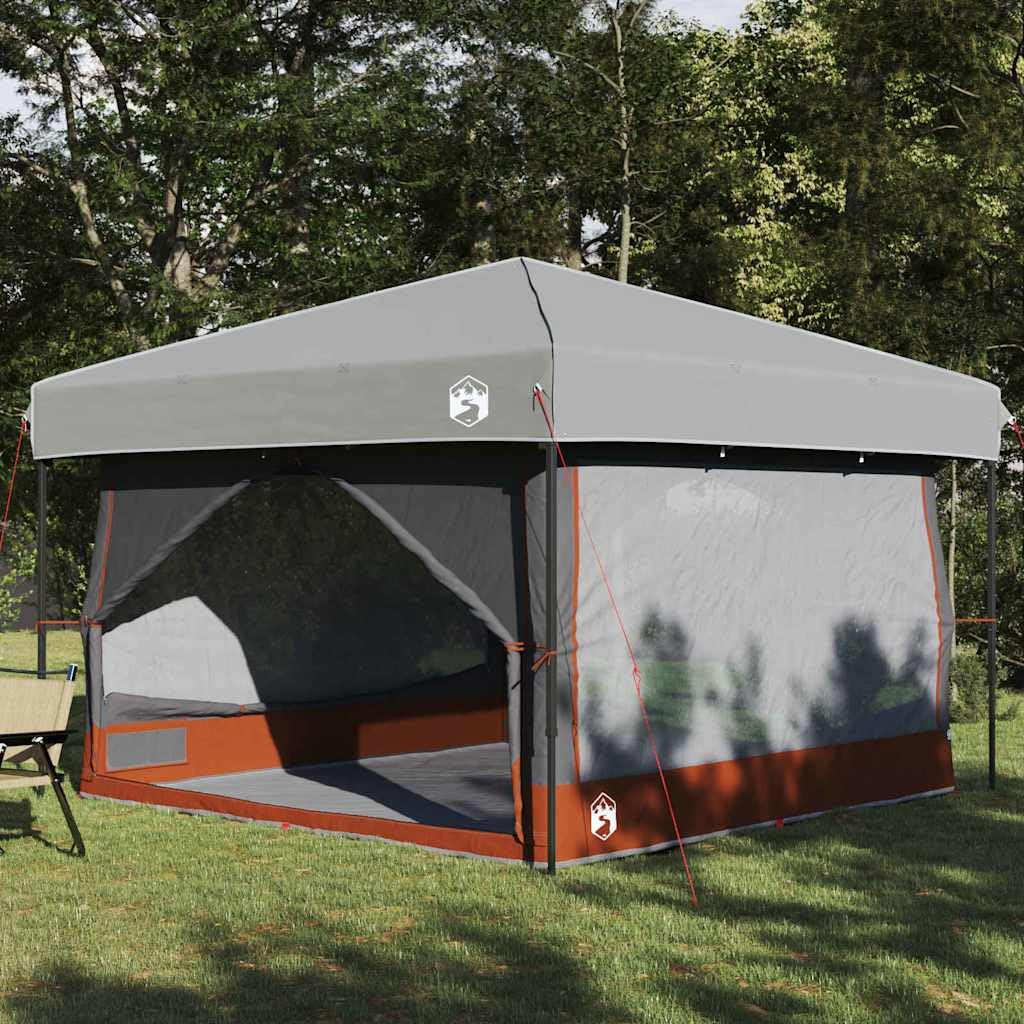 Tenda interna con tetto verde e grigio, 300 x 300 x 250 cm, tenda da campeggio impermeabile per avventure estive, con set di aste e borsa per il trasporto, tenda spaziosa per affidabilità