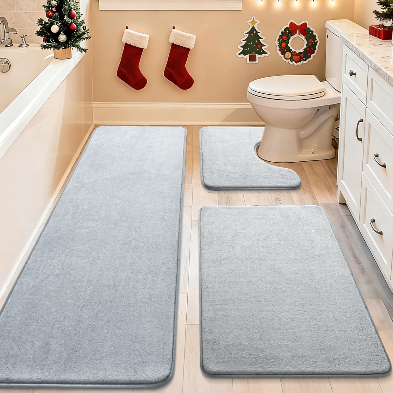 Photo 1 of ***ONLY ONE PIECE*** Airsell Bathroom Rugs and Bath Mat, Extra Soft Absorbent Quick Dry Non-Slip Backing, Bathroom Mat Set for Shower(Grey?H1 Mat? - 24 x 16 Inch - 1 Pack)