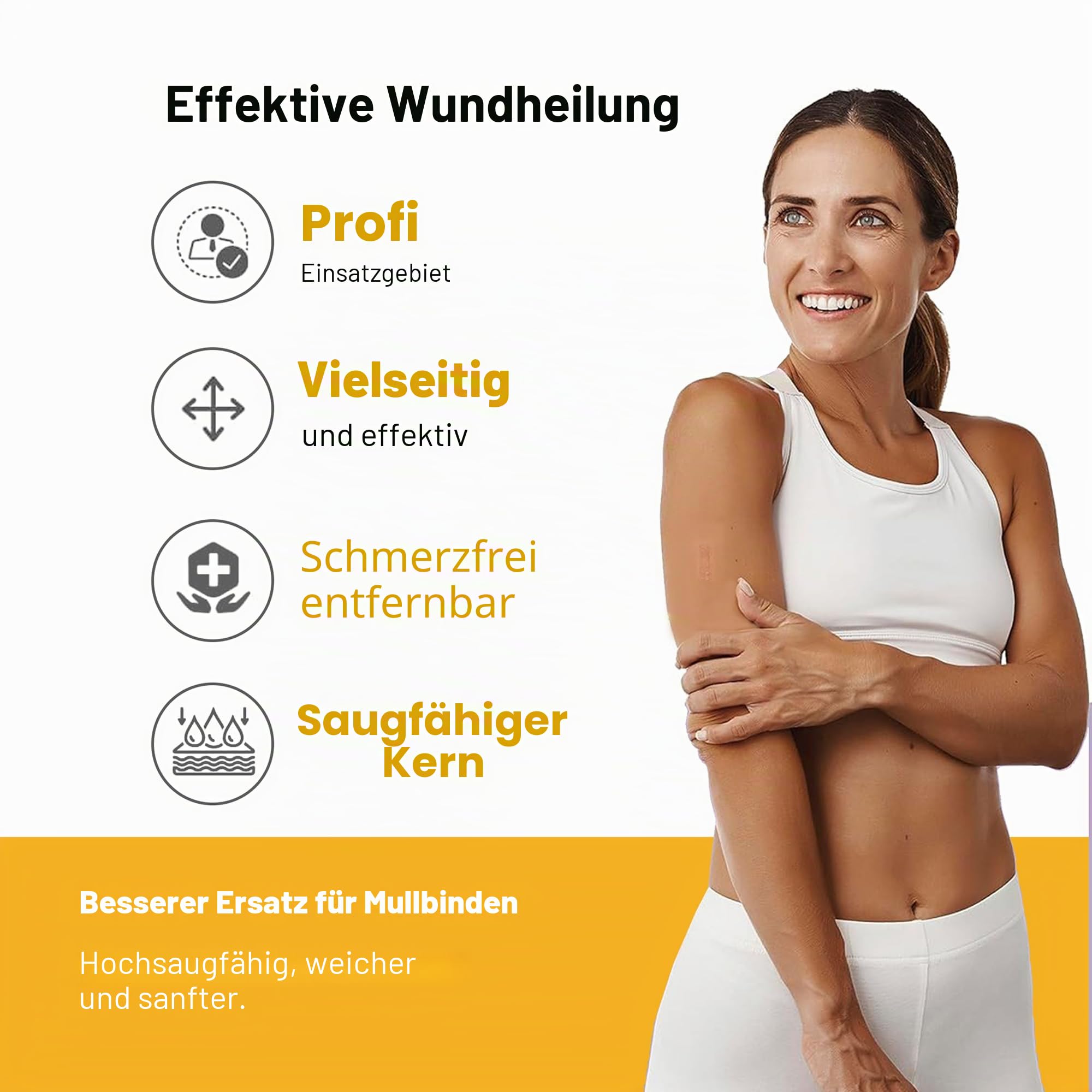 AWD Manuka-Honiggaze-Verband – 100 % imprägnierte medizinische Honigpflaster – Medizinbedarf, Wundpflege und Erste Hilfe – Mullpads (5,1 x 5,1 cm, 10 Stück)